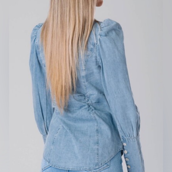 NEW WOMEN’S DENIM DIAMOND BEADED SHIRT - Picture 7 of 7